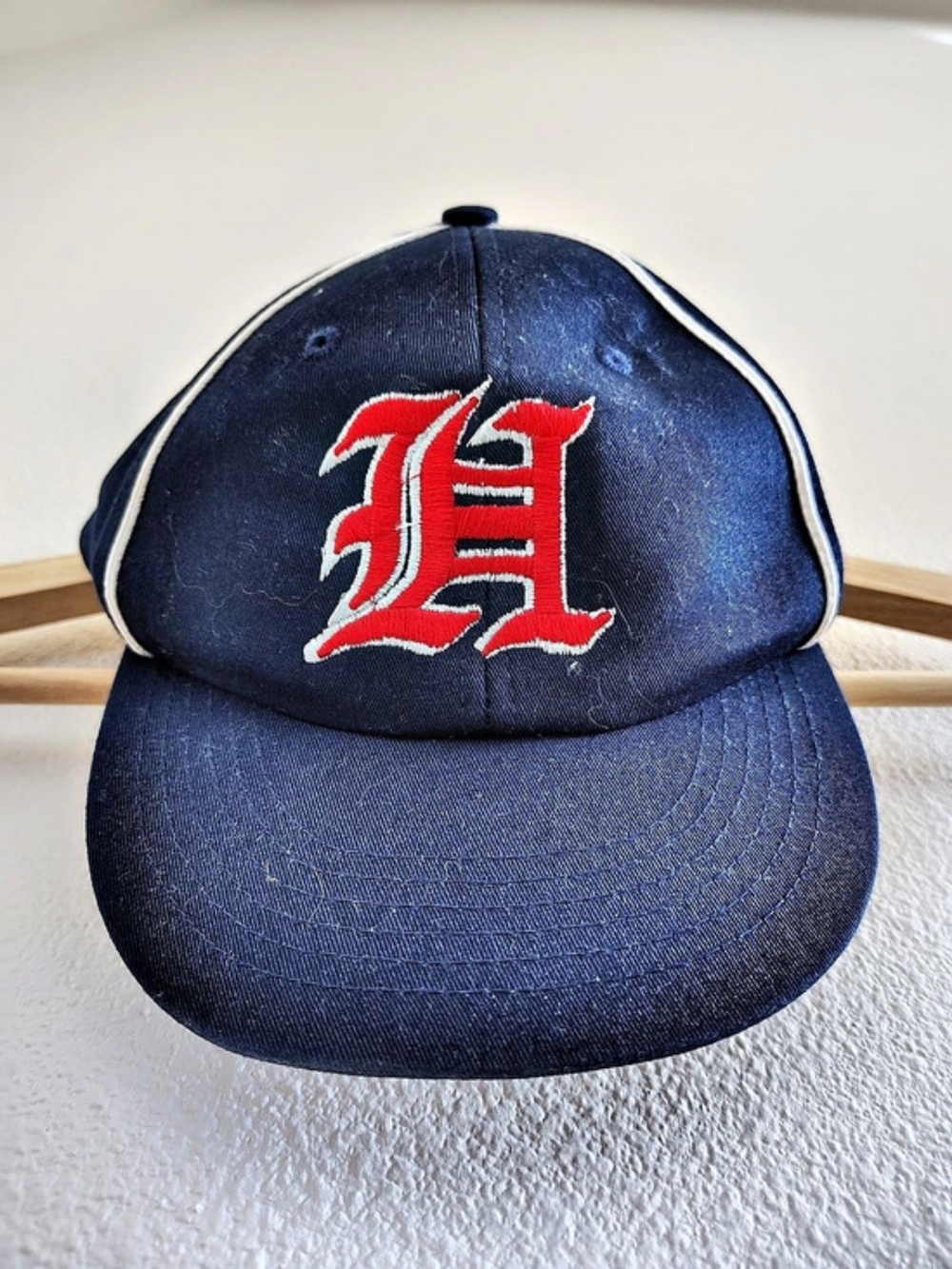 Blue & Red Embroidered Old English Letter Hat Like New